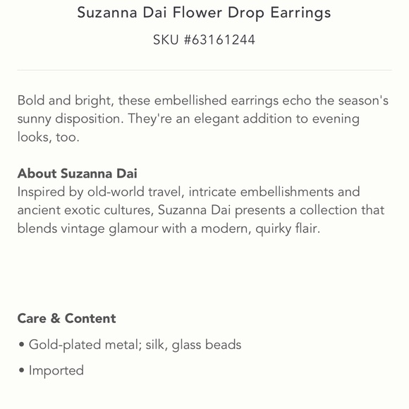 Suzanna Dai stunning designer earrings; NWT silk, bead, and gold plated posts - Picture 9 of 12